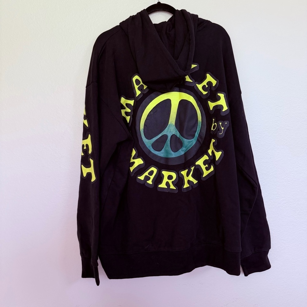 Market Black Hoodie with Yellow and Blue Graphics
